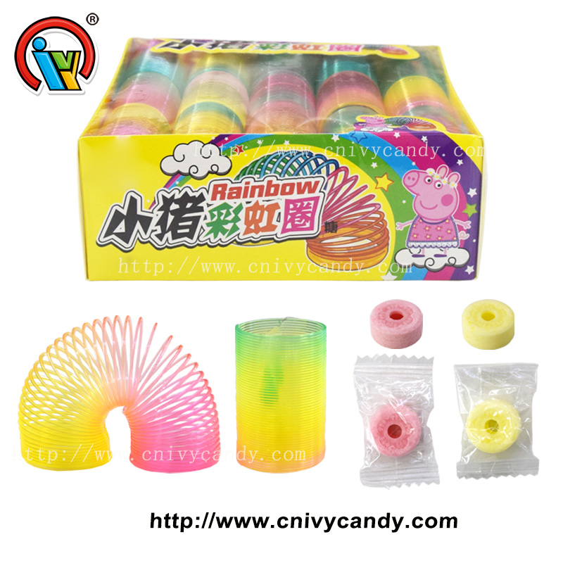 Rainbow Circle Toys Candy Whistle Dulces de juguete dulces al por mayor con fabricante de juguetes fábrica de dulces prensados ​​importador de juguetes de dulces dulces de juguete para niños importador de dulces comprimidos