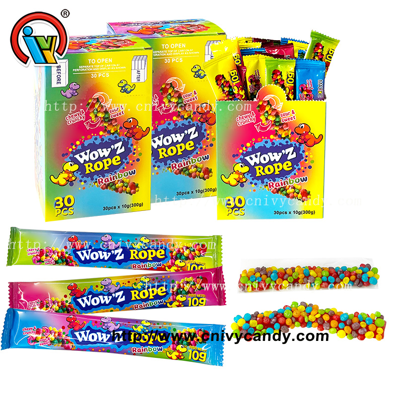 Factory direct supply wowz rope gummy rope candy maasim na malutong na kendi