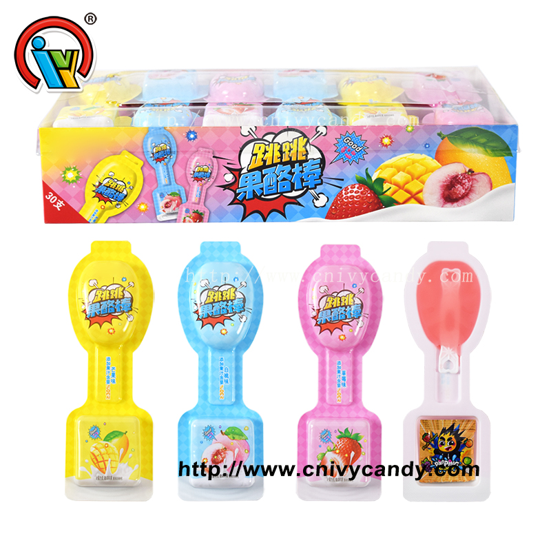 Fruit jelly stick candy with popping candy supplier