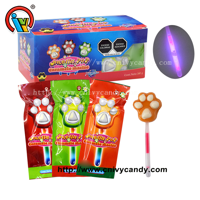 Bear paw fluorescent glow stick lollipop candy factory